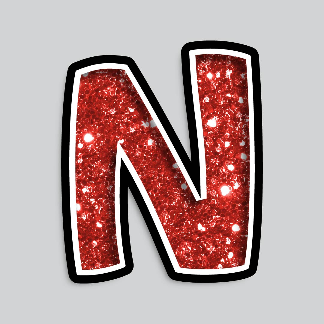 23.5” INDIVIDUAL BOUNCY RED CHUNKY GLITTER SHADOW LETTERS