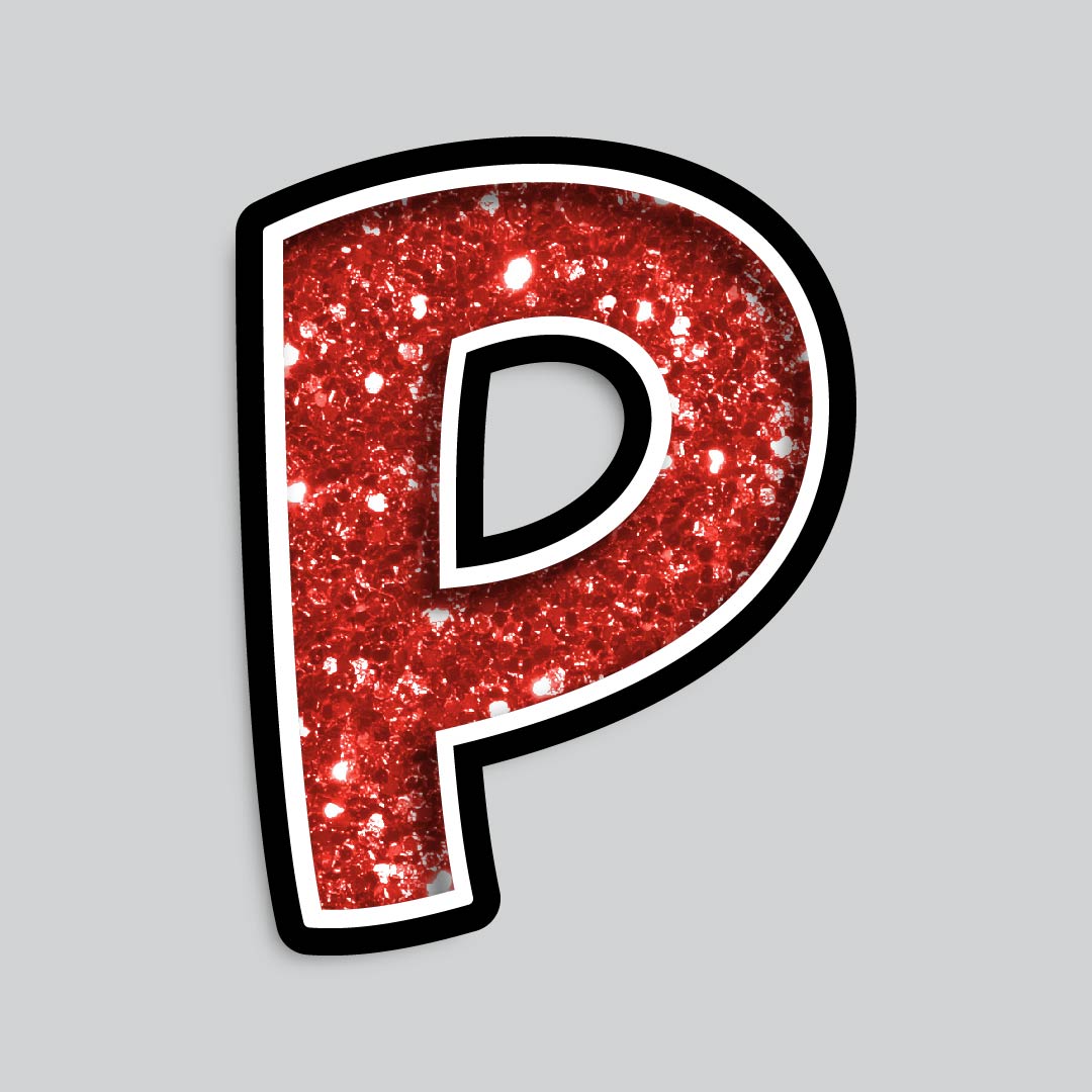 23.5” INDIVIDUAL BOUNCY RED CHUNKY GLITTER SHADOW LETTERS