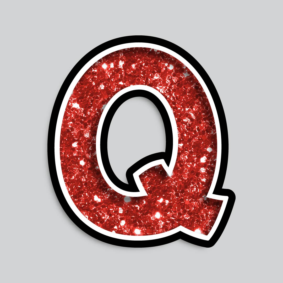 23.5” INDIVIDUAL BOUNCY RED CHUNKY GLITTER SHADOW LETTERS
