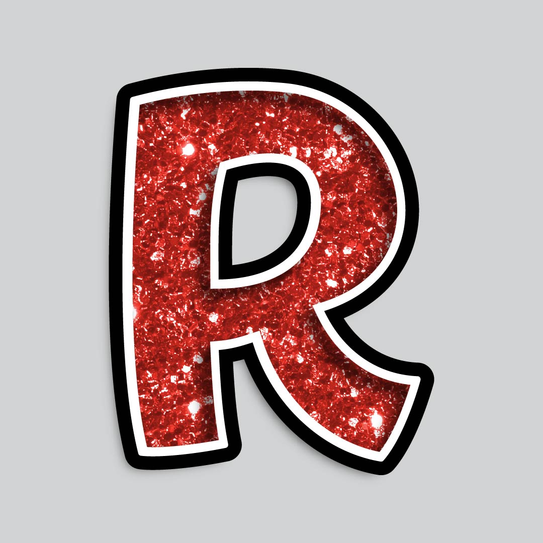 23.5” INDIVIDUAL BOUNCY RED CHUNKY GLITTER SHADOW LETTERS