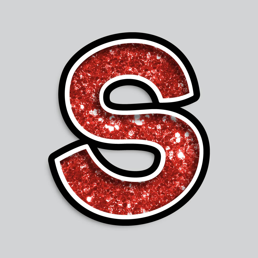 23.5” INDIVIDUAL BOUNCY RED CHUNKY GLITTER SHADOW LETTERS