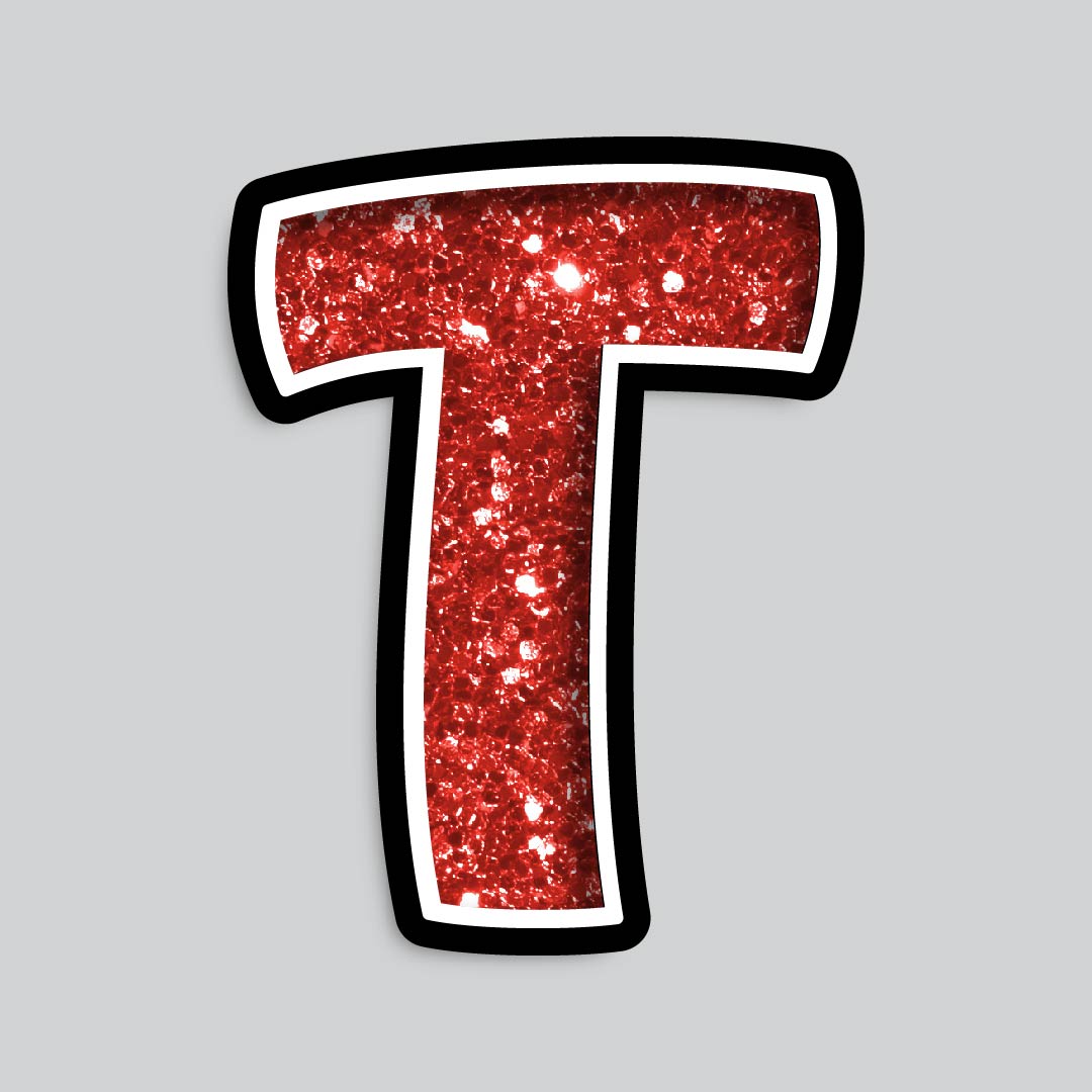 23.5” INDIVIDUAL BOUNCY RED CHUNKY GLITTER SHADOW LETTERS