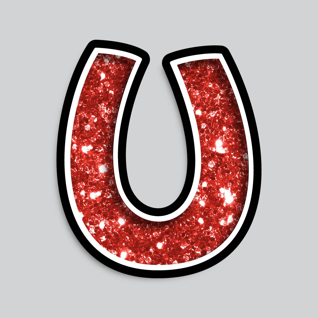 23.5” INDIVIDUAL BOUNCY RED CHUNKY GLITTER SHADOW LETTERS
