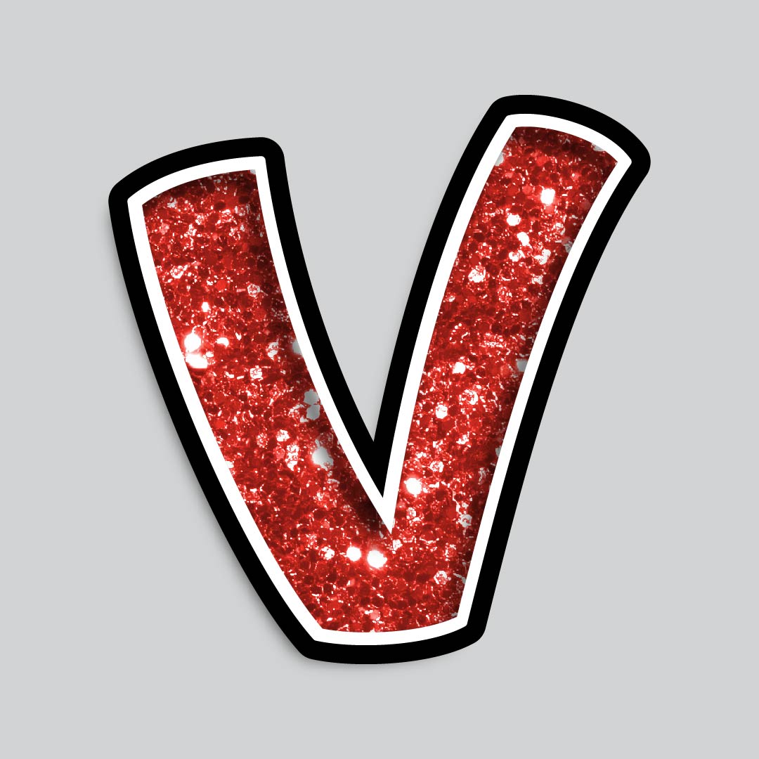 23.5” INDIVIDUAL BOUNCY RED CHUNKY GLITTER SHADOW LETTERS