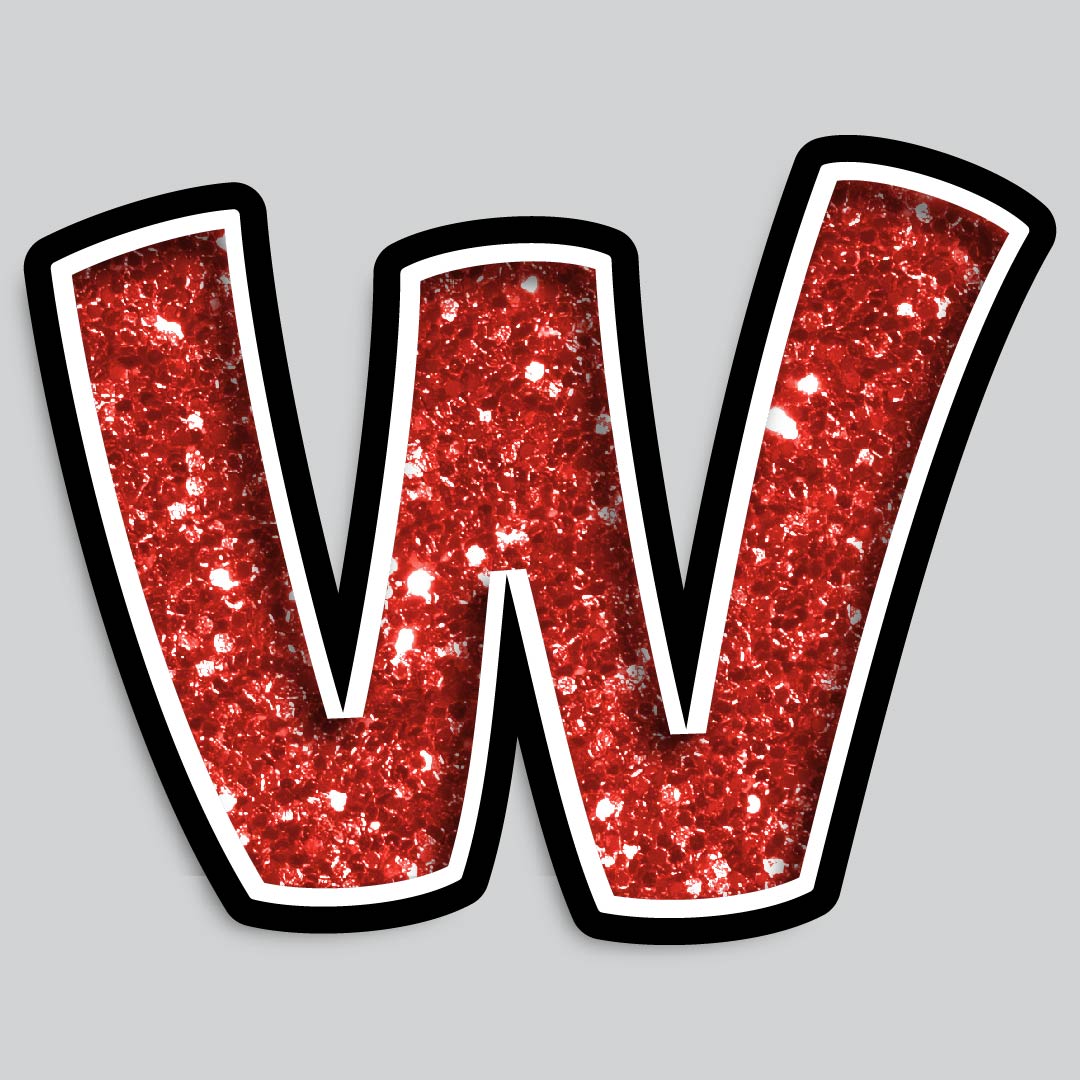 23.5” INDIVIDUAL BOUNCY RED CHUNKY GLITTER SHADOW LETTERS