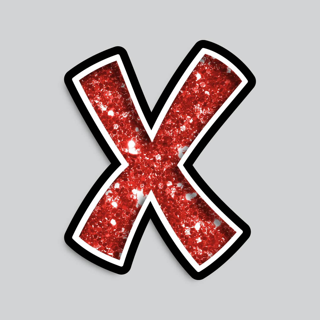 23.5” INDIVIDUAL BOUNCY RED CHUNKY GLITTER SHADOW LETTERS