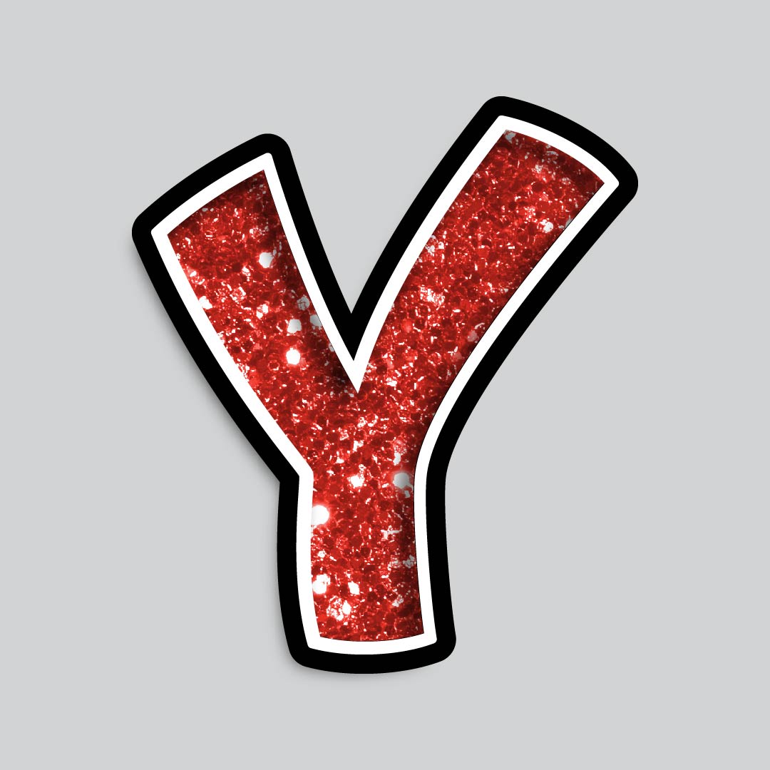 23.5” INDIVIDUAL BOUNCY RED CHUNKY GLITTER SHADOW LETTERS