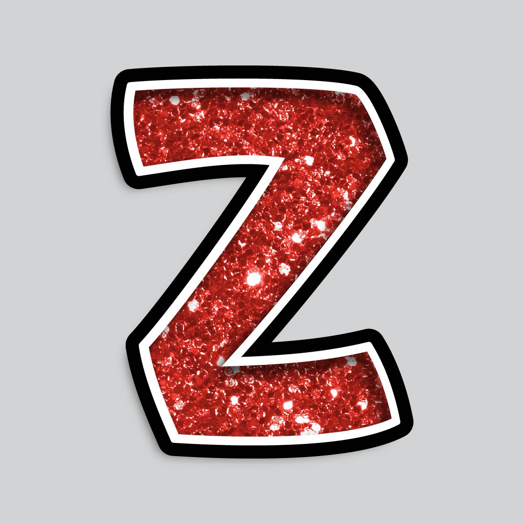 23.5” INDIVIDUAL BOUNCY RED CHUNKY GLITTER SHADOW LETTERS