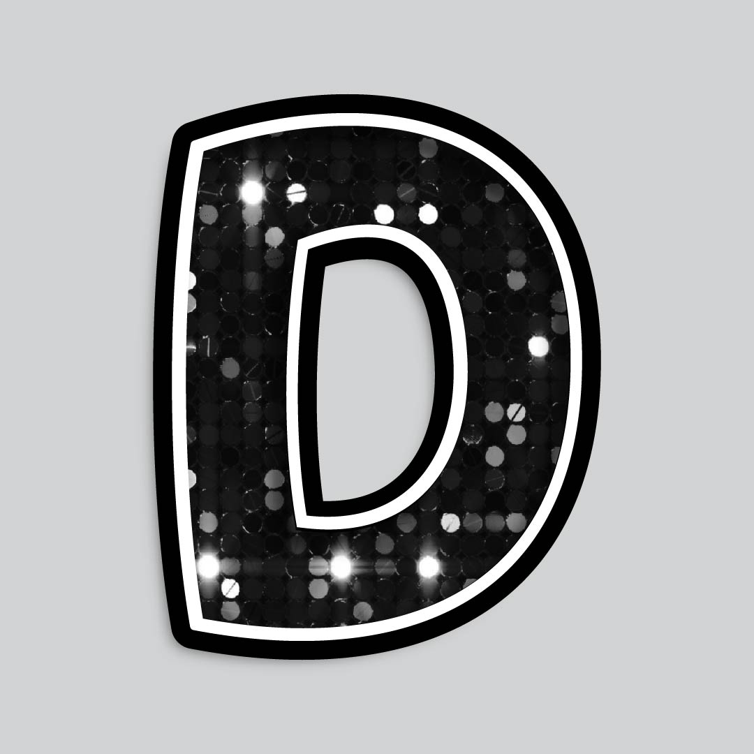 23.5” INDIVIDUAL BOUNCY BLACK SEQUIN SHADOW LETTERS