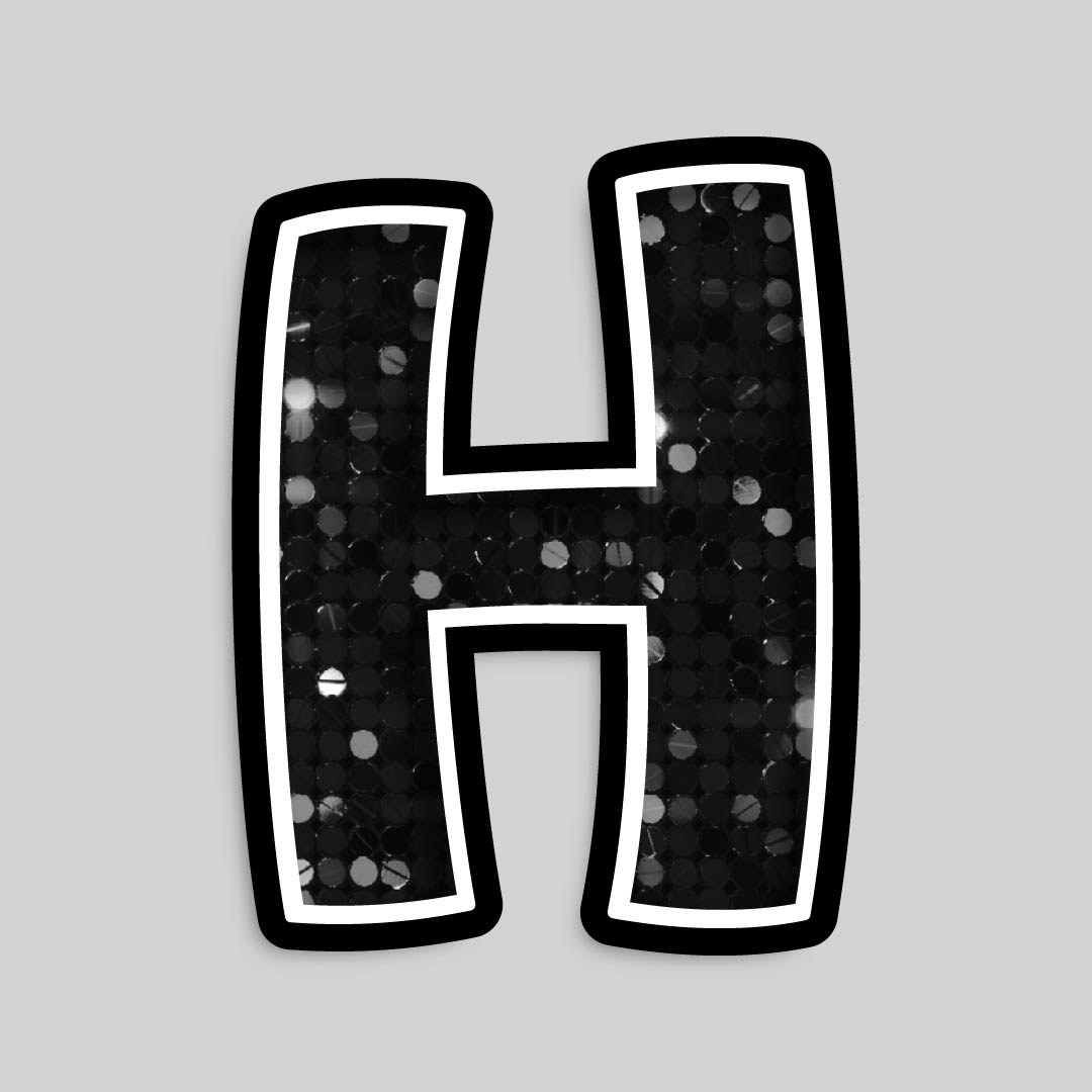 23.5” INDIVIDUAL BOUNCY BLACK SEQUIN SHADOW LETTERS