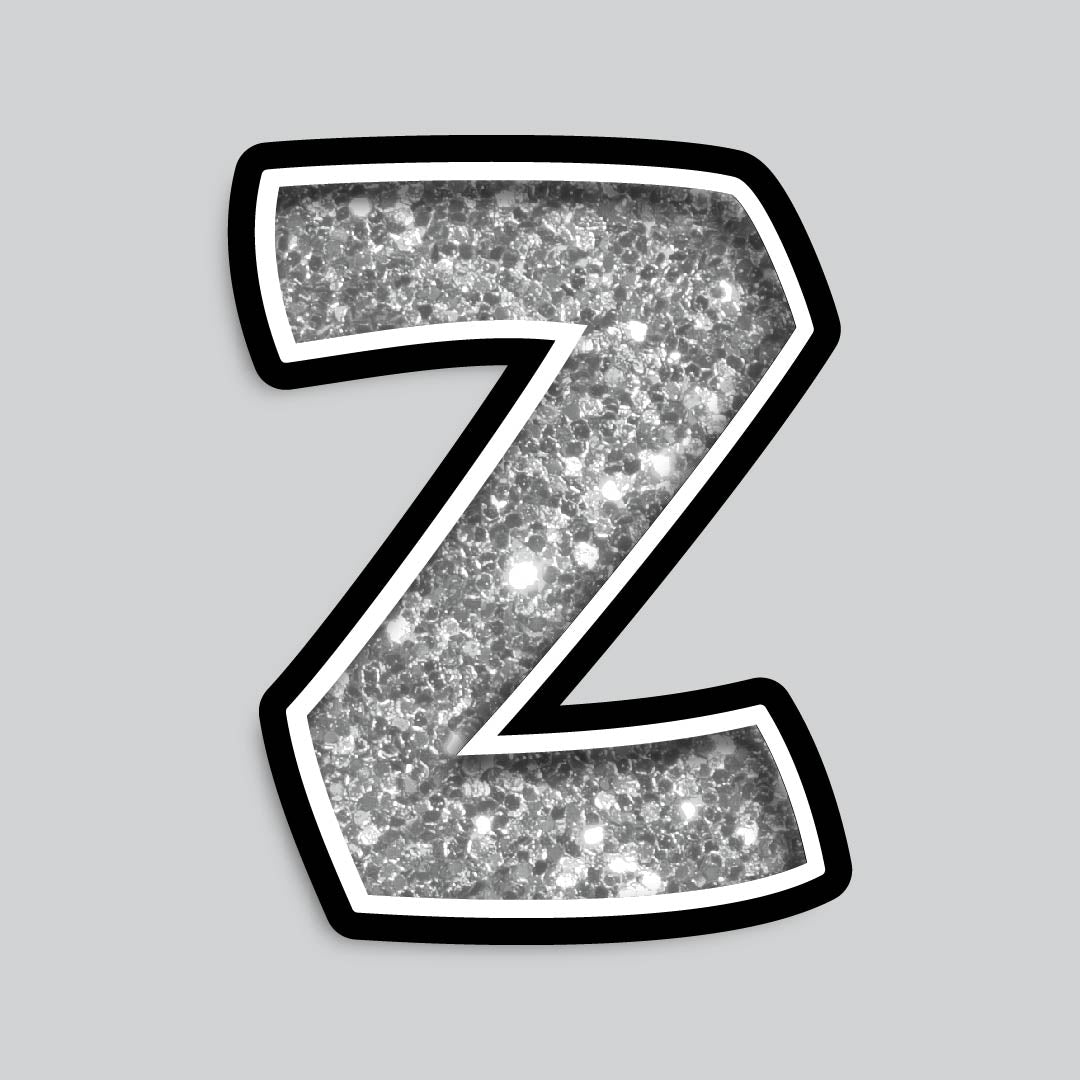 23.5” INDIVIDUAL BOUNCY SILVER CHUNKY GLITTER SHADOW LETTERS