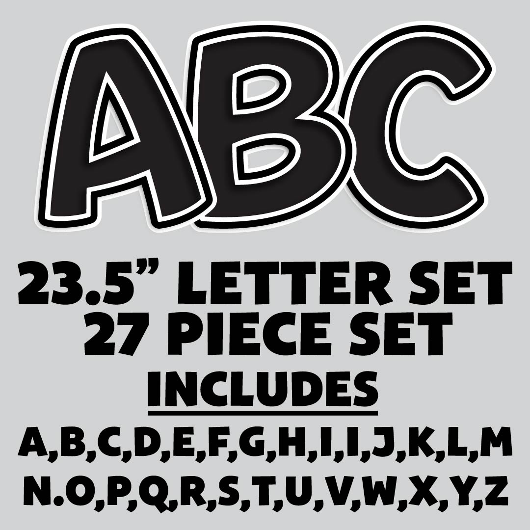 23.5” FULL SET BOUNCY BLACK SHADOW LETTERS - 27 PIECES