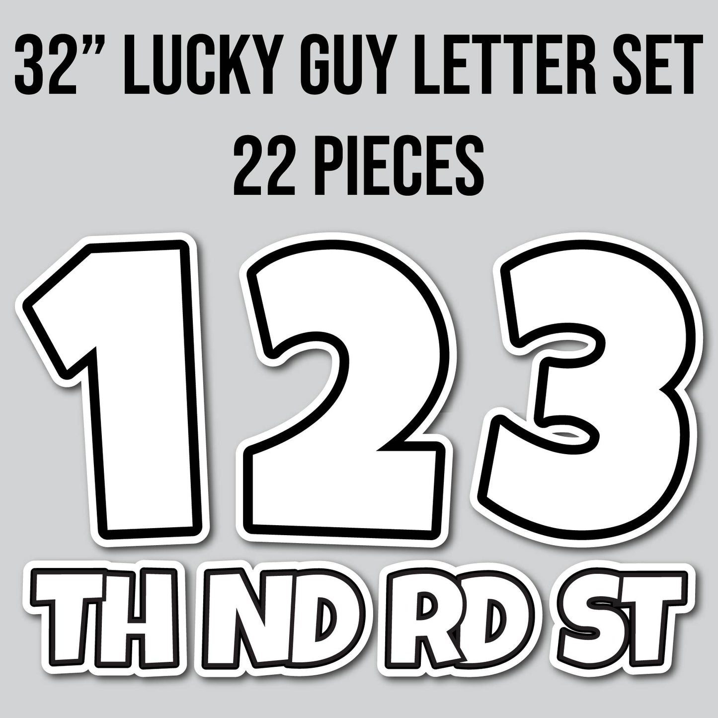 32" JUMBO LUCKY GUY NUMBERS - SOLID WHITE | Yard Card Set