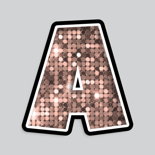 23.5” INDIVIDUAL LUCKY GUY SEQUIN ROSE GOLD SHADOW LETTERS
