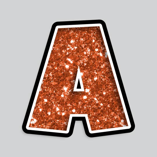 23.5” INDIVIDUAL LUCKY GUY ORANGE CHUNKY GLITTER LETTERS
