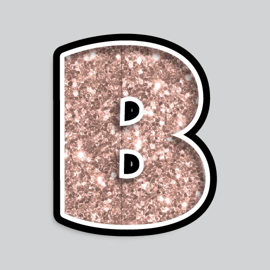 23.5” INDIVIDUAL LUCKY GUY ROSE GOLD CHUNKY GLITTER LETTERS