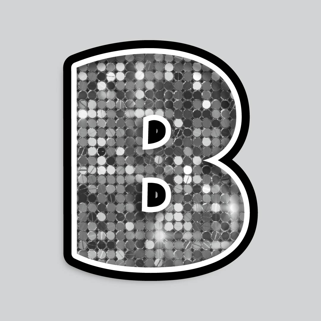 23.5” INDIVIDUAL LUCKY GUY SEQUIN SILVER SHADOW LETTERS