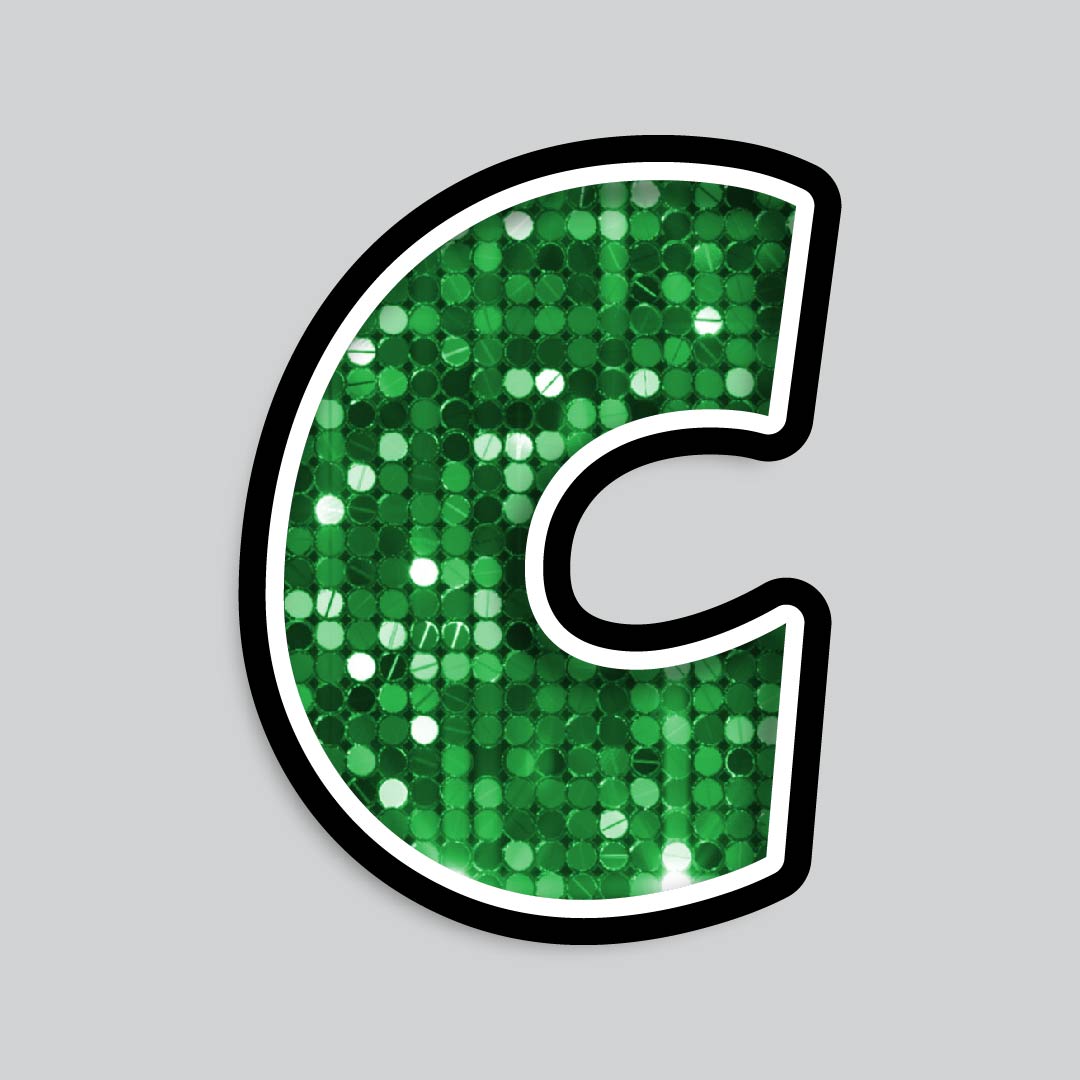 23.5” INDIVIDUAL LUCKY GUY SEQUIN GREEN SHADOW LETTERS