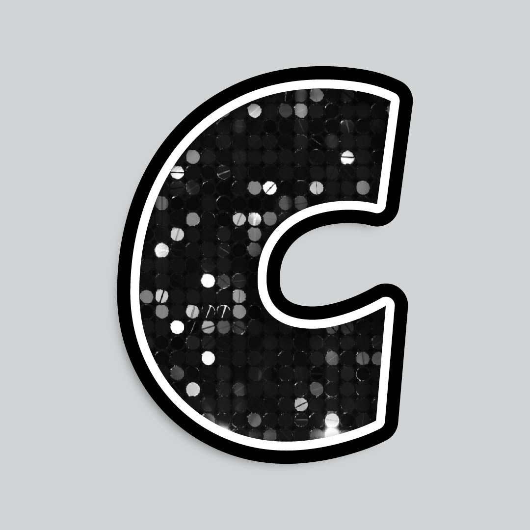 23.5” INDIVIDUAL LUCKY GUY SEQUIN BLACK SHADOW LETTERS