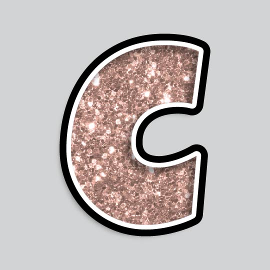 23.5” INDIVIDUAL LUCKY GUY ROSE GOLD CHUNKY GLITTER LETTERS