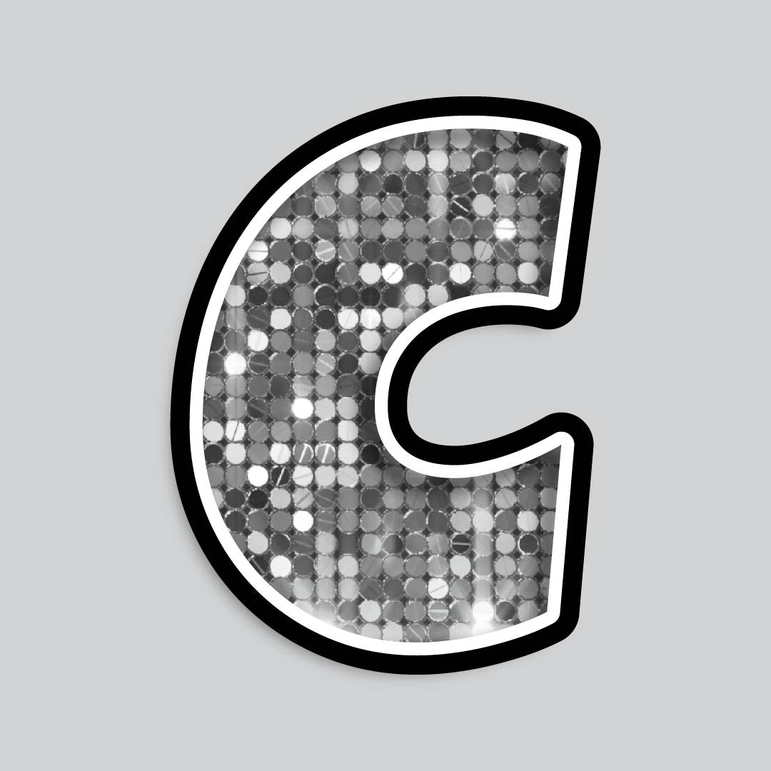 23.5” INDIVIDUAL LUCKY GUY SEQUIN SILVER SHADOW LETTERS