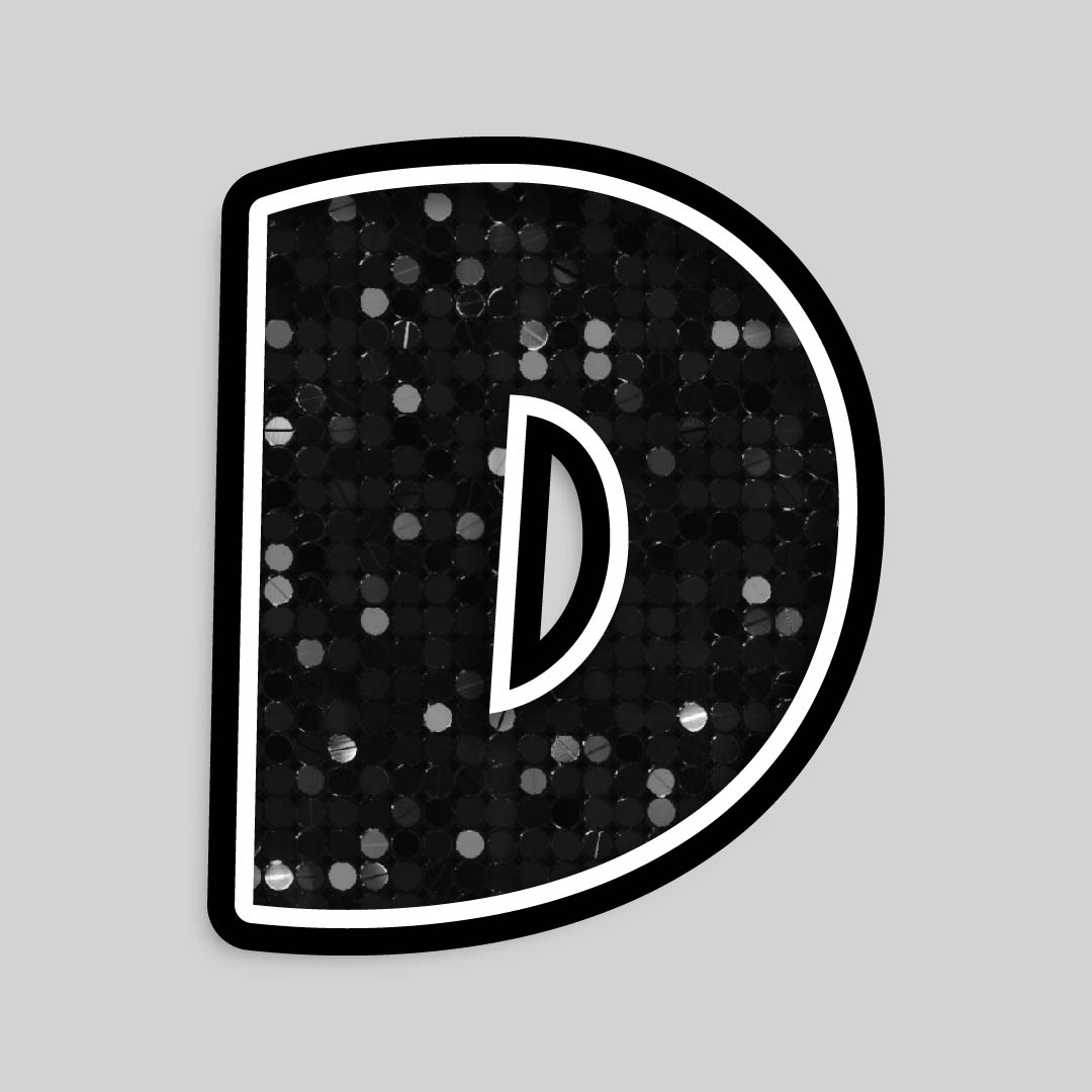 23.5” INDIVIDUAL LUCKY GUY SEQUIN BLACK SHADOW LETTERS