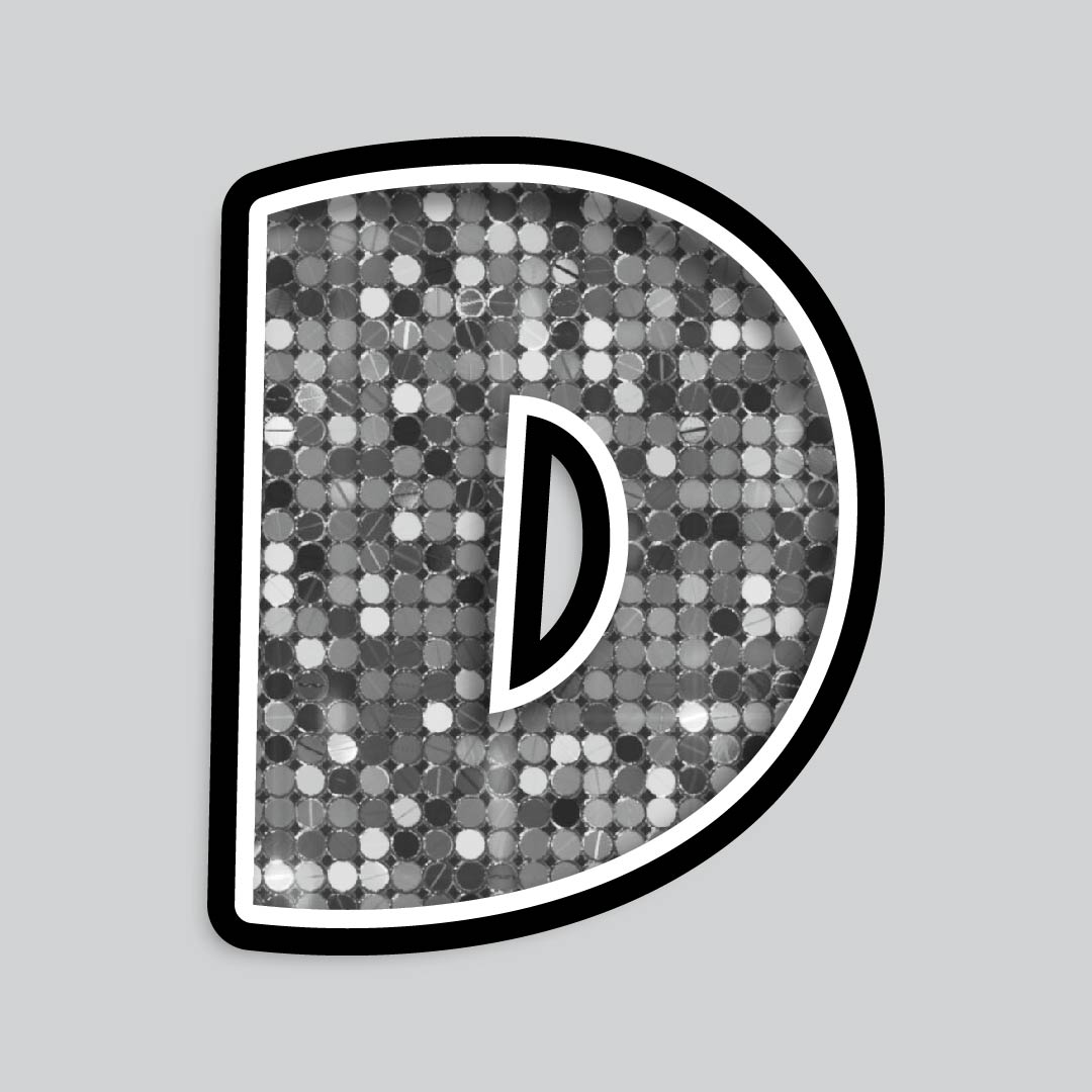 23.5” INDIVIDUAL LUCKY GUY SEQUIN SILVER SHADOW LETTERS