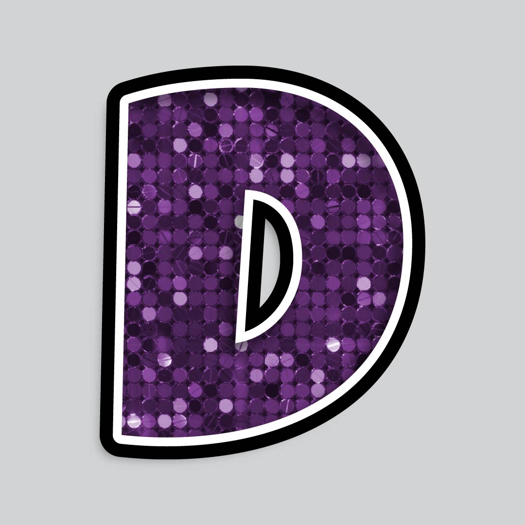 23.5” INDIVIDUAL LUCKY GUY SEQUIN PURPLE SHADOW LETTERS