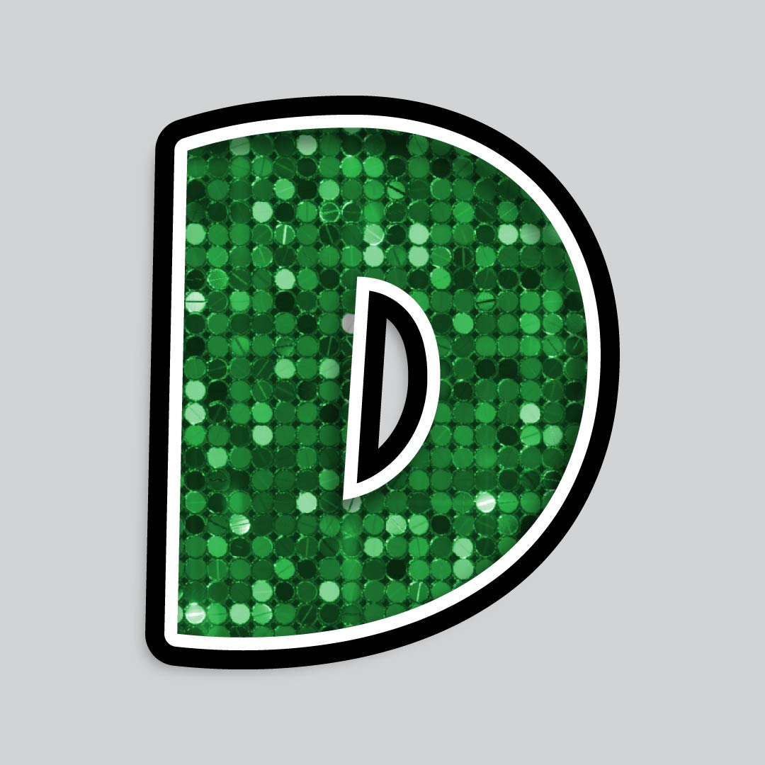 23.5” INDIVIDUAL LUCKY GUY SEQUIN GREEN SHADOW LETTERS