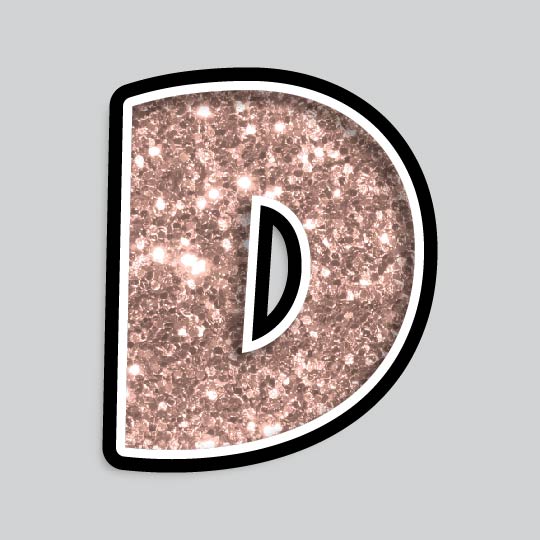 23.5” INDIVIDUAL LUCKY GUY ROSE GOLD CHUNKY GLITTER LETTERS
