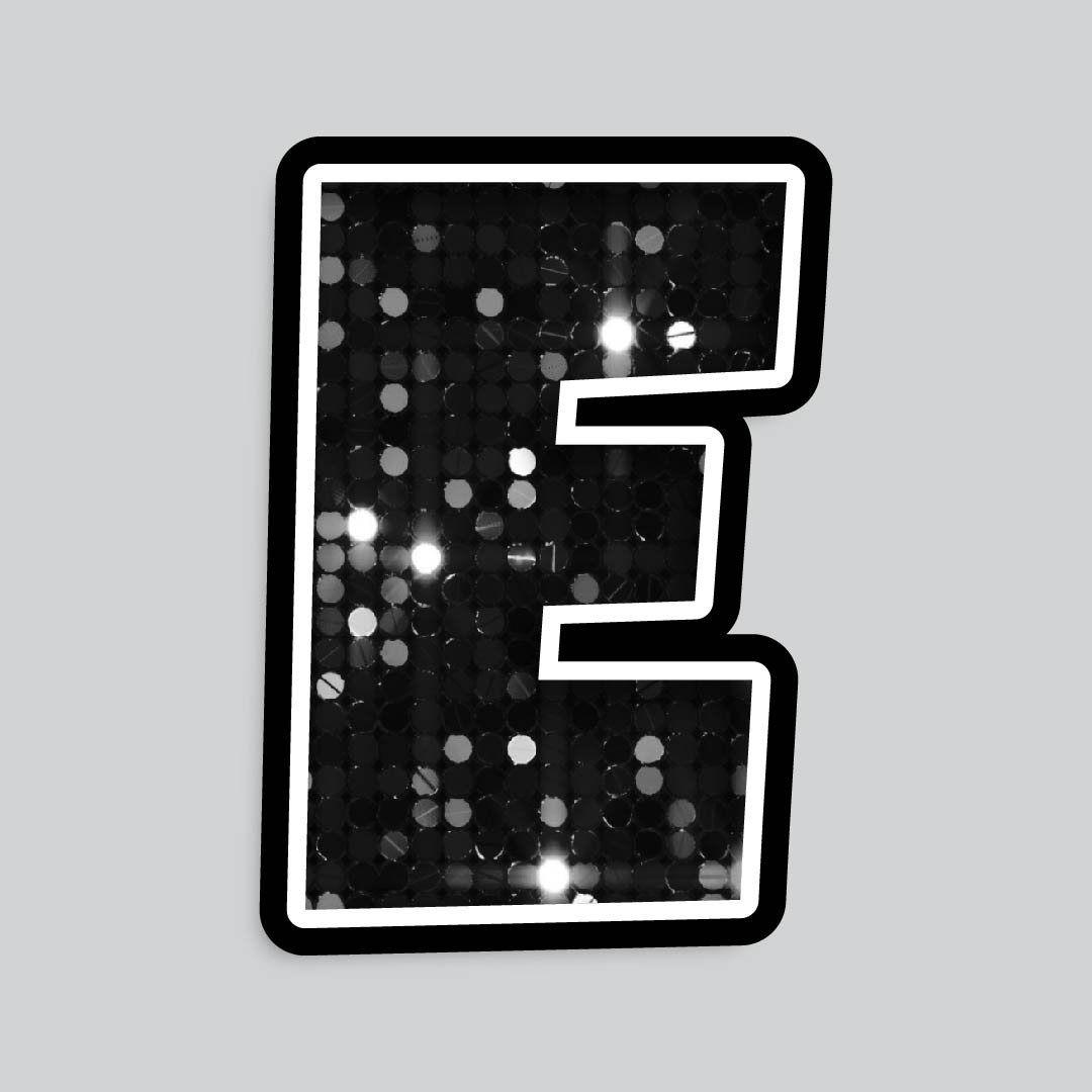 23.5” INDIVIDUAL LUCKY GUY SEQUIN BLACK SHADOW LETTERS