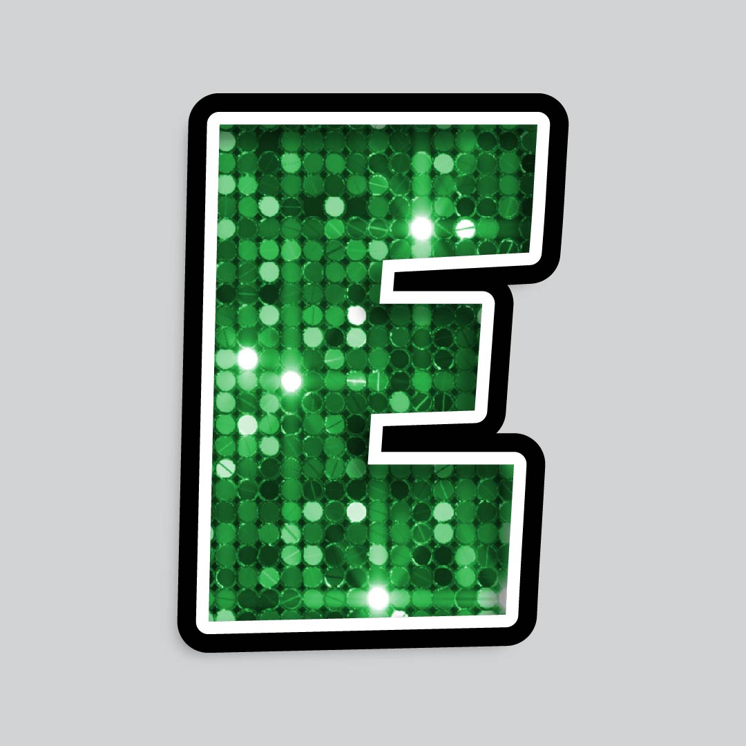 23.5” INDIVIDUAL LUCKY GUY SEQUIN GREEN SHADOW LETTERS