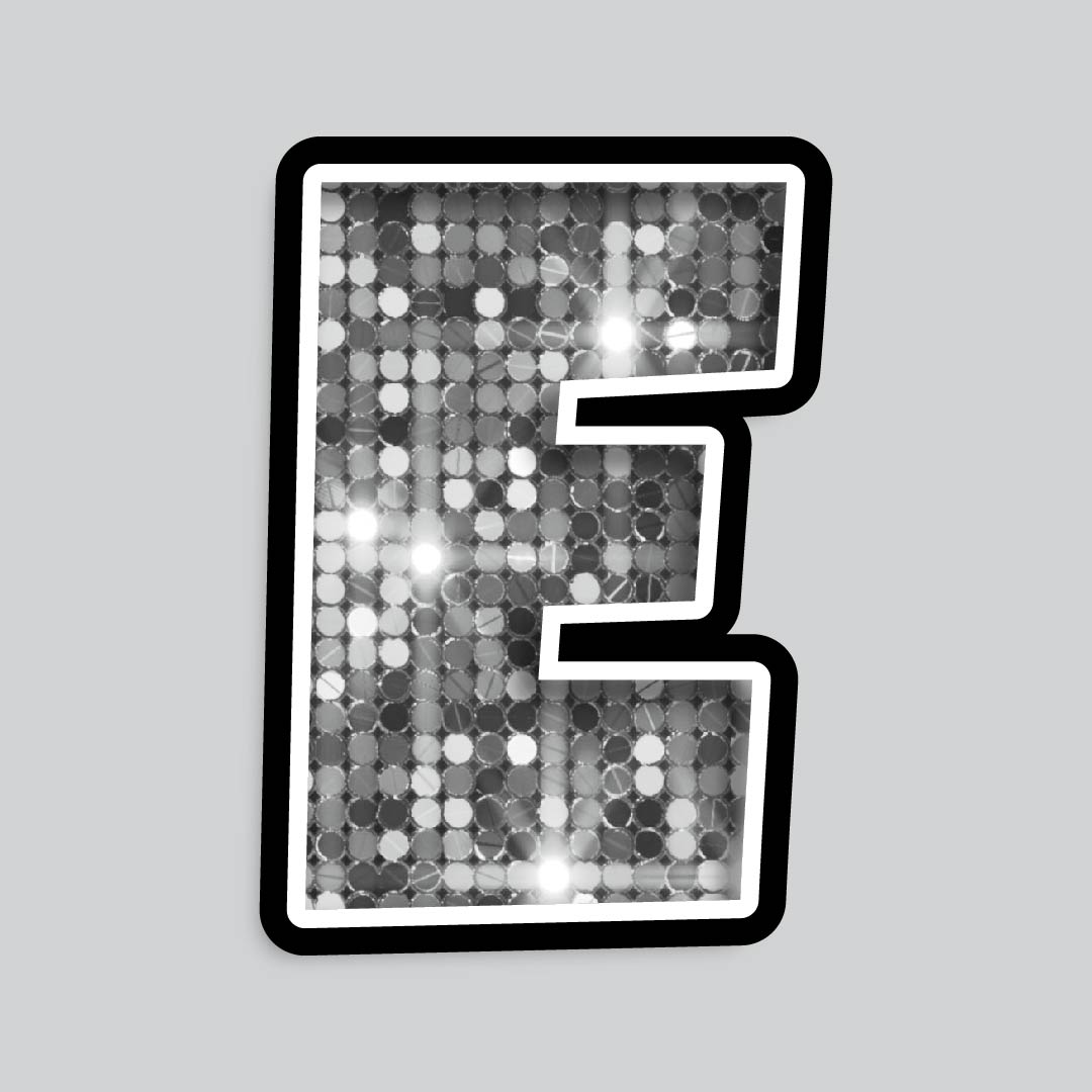 23.5” INDIVIDUAL LUCKY GUY SEQUIN SILVER SHADOW LETTERS