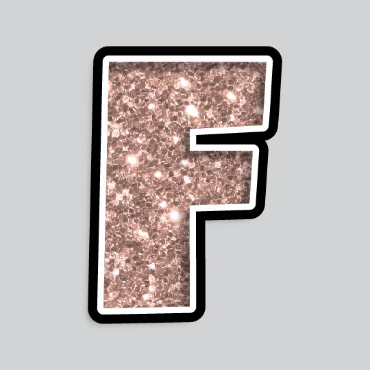 23.5” INDIVIDUAL LUCKY GUY ROSE GOLD CHUNKY GLITTER LETTERS