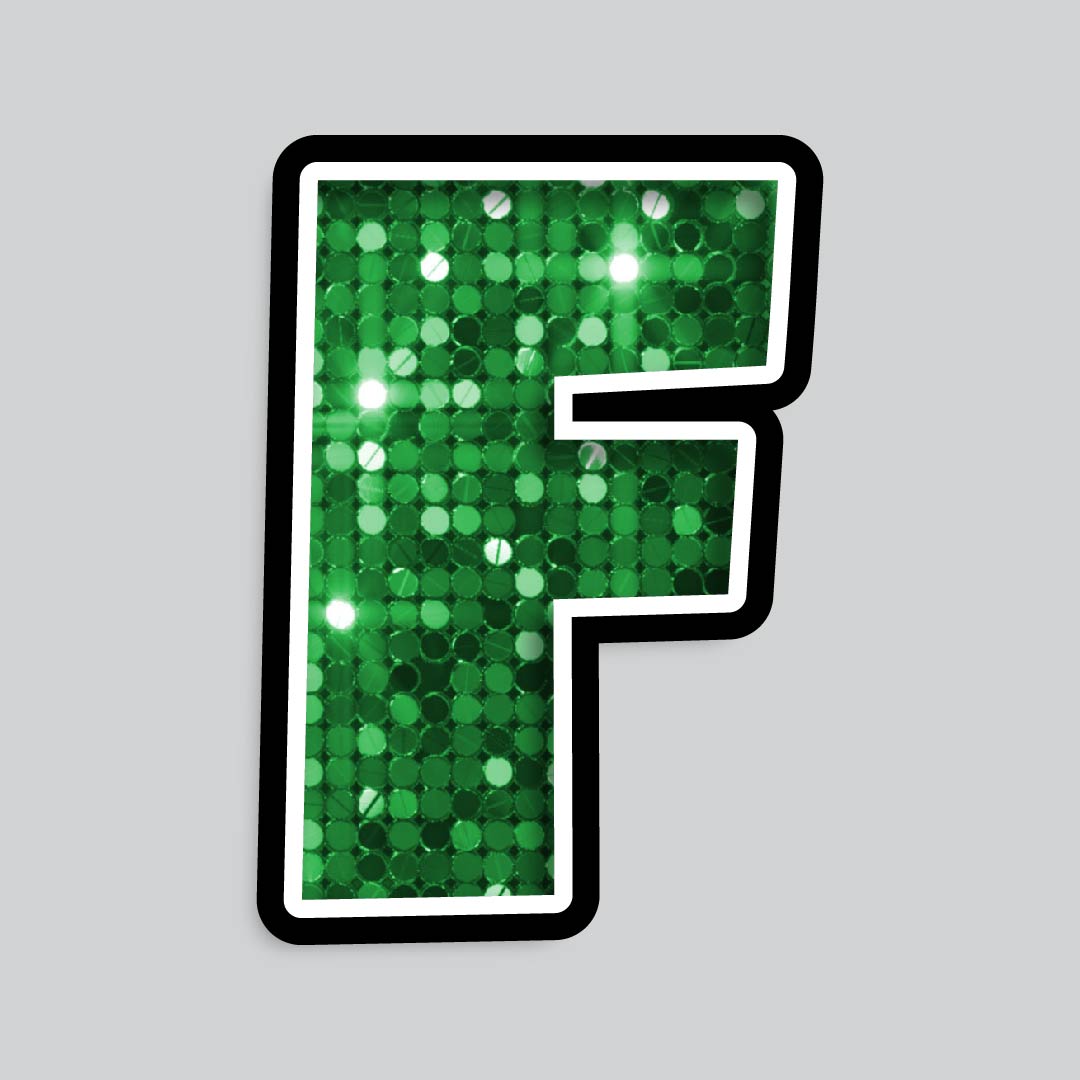23.5” INDIVIDUAL LUCKY GUY SEQUIN GREEN SHADOW LETTERS