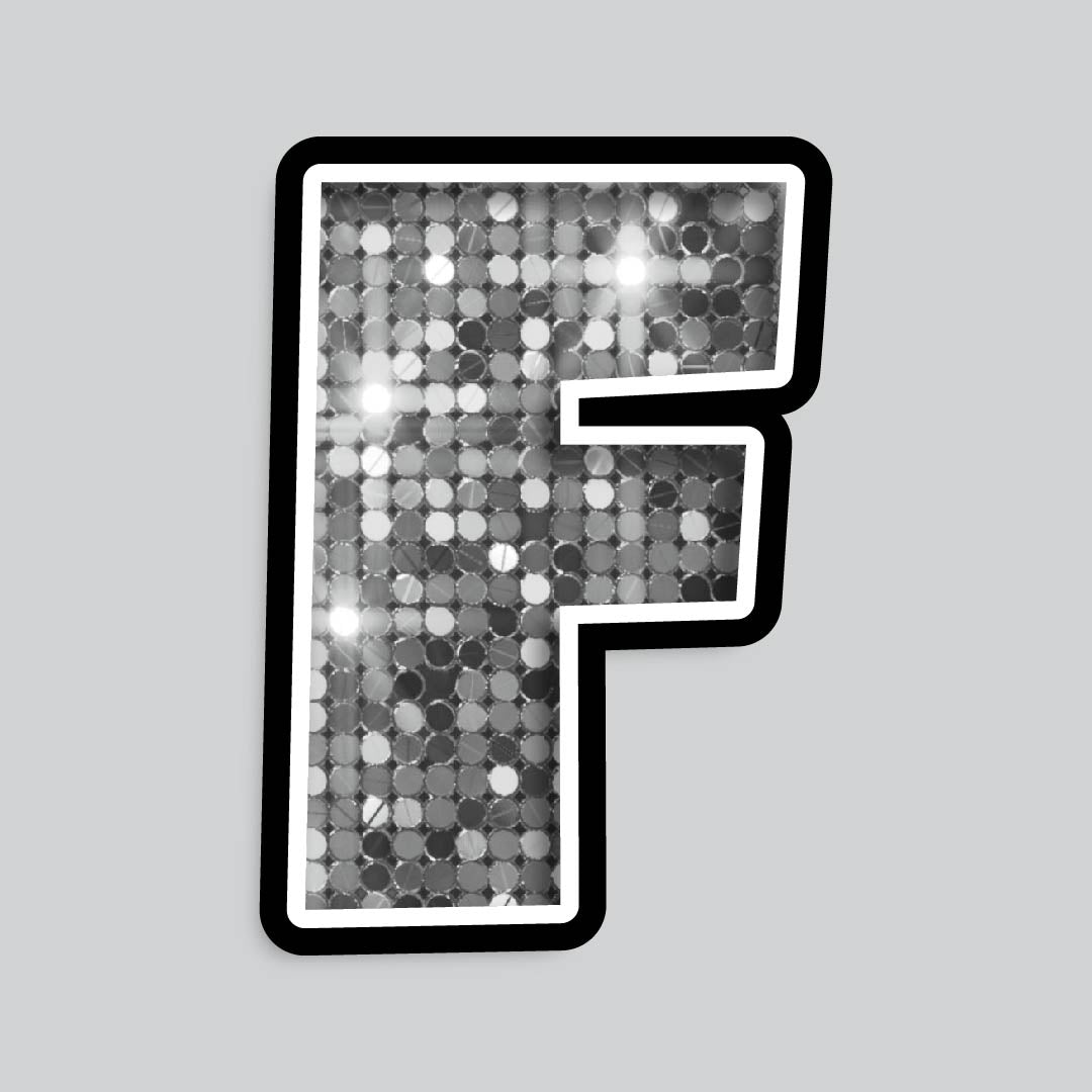 23.5” INDIVIDUAL LUCKY GUY SEQUIN SILVER SHADOW LETTERS
