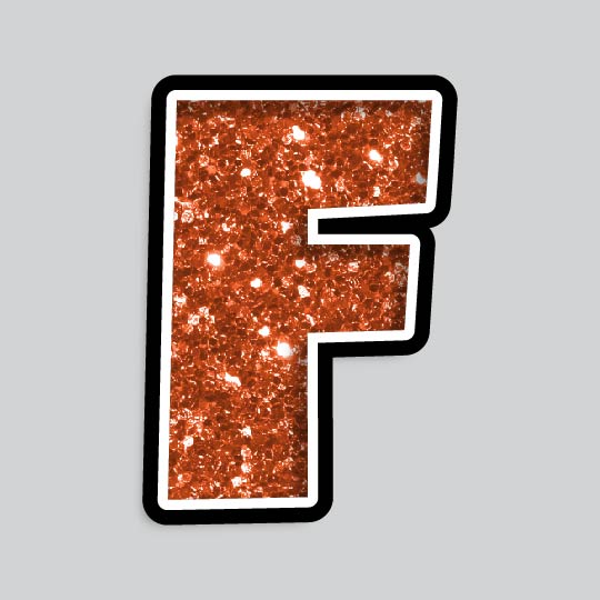 23.5” INDIVIDUAL LUCKY GUY ORANGE CHUNKY GLITTER LETTERS