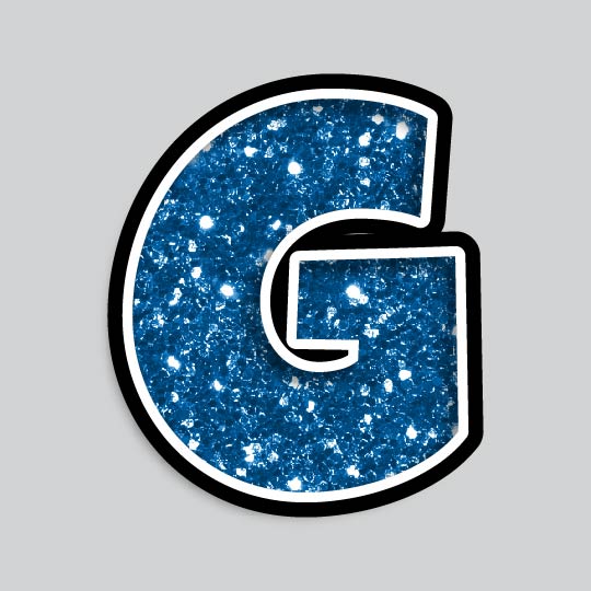 23.5” INDIVIDUAL LUCKY GUY BLUE CHUNKY GLITTER LETTERS