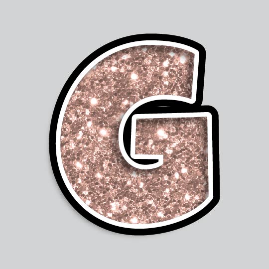 23.5” INDIVIDUAL LUCKY GUY ROSE GOLD CHUNKY GLITTER LETTERS