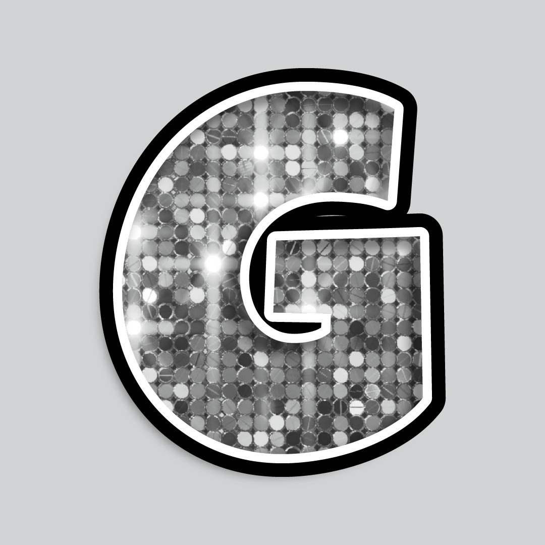 23.5” INDIVIDUAL LUCKY GUY SEQUIN SILVER SHADOW LETTERS