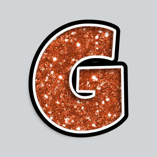 23.5” INDIVIDUAL LUCKY GUY ORANGE CHUNKY GLITTER LETTERS