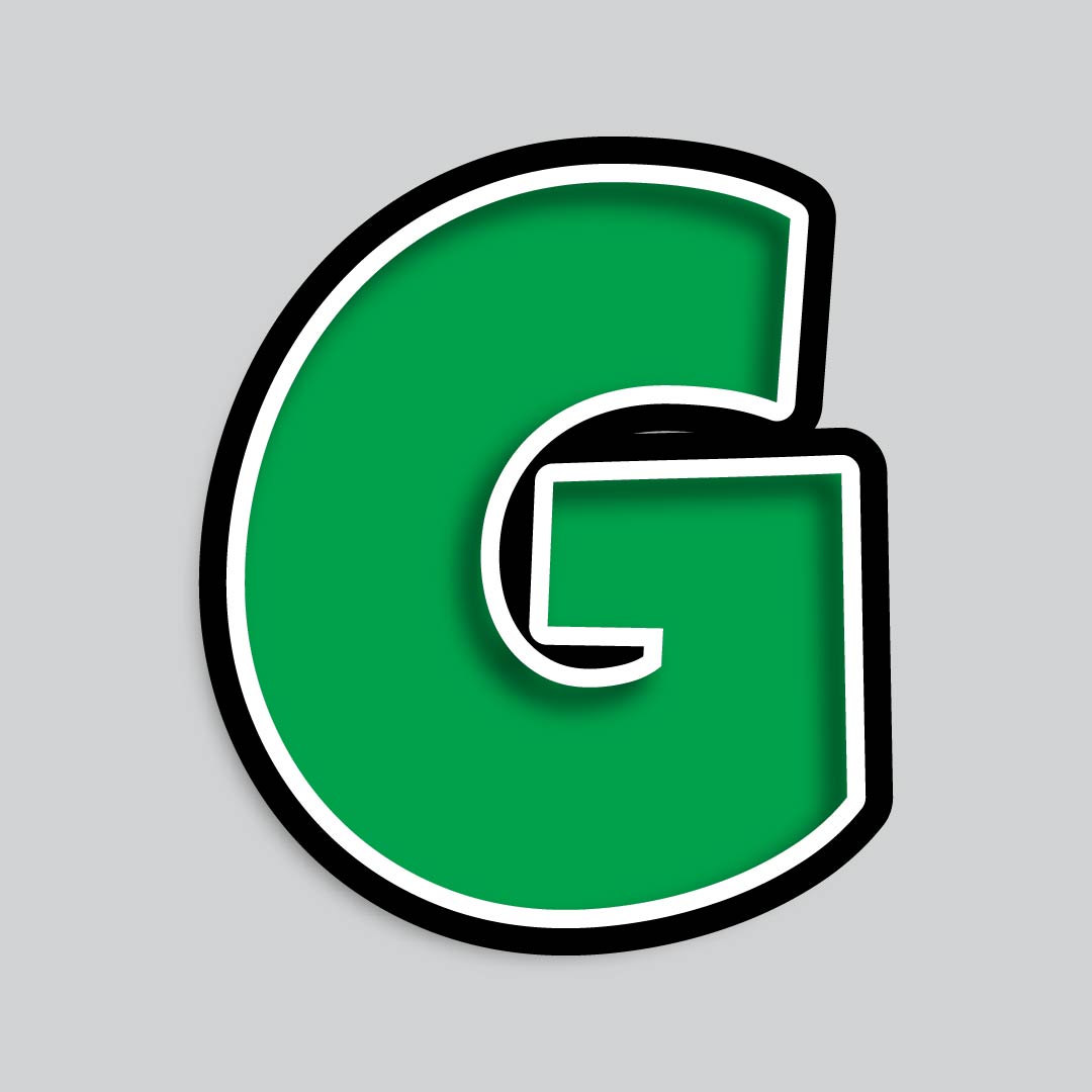 23.5” INDIVIDUAL LUCKY GUY GREEN SHADOW LETTERS