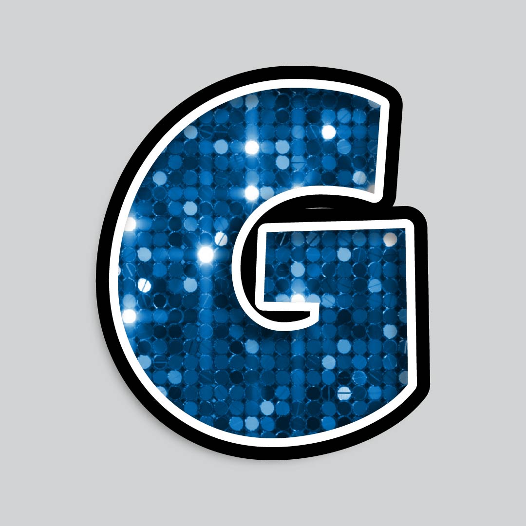 23.5” INDIVIDUAL LUCKY GUY SEQUIN BLUE SHADOW LETTERS