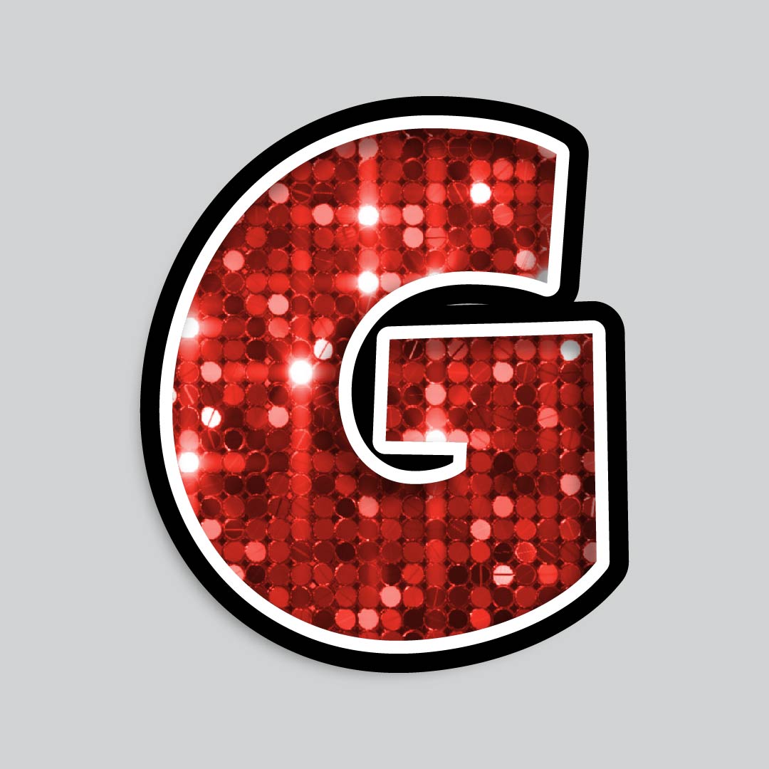 23.5” INDIVIDUAL LUCKY GUY SEQUIN RED SHADOW LETTERS
