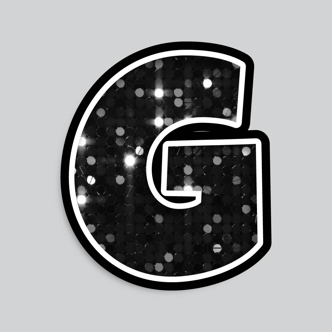 23.5” INDIVIDUAL LUCKY GUY SEQUIN BLACK SHADOW LETTERS