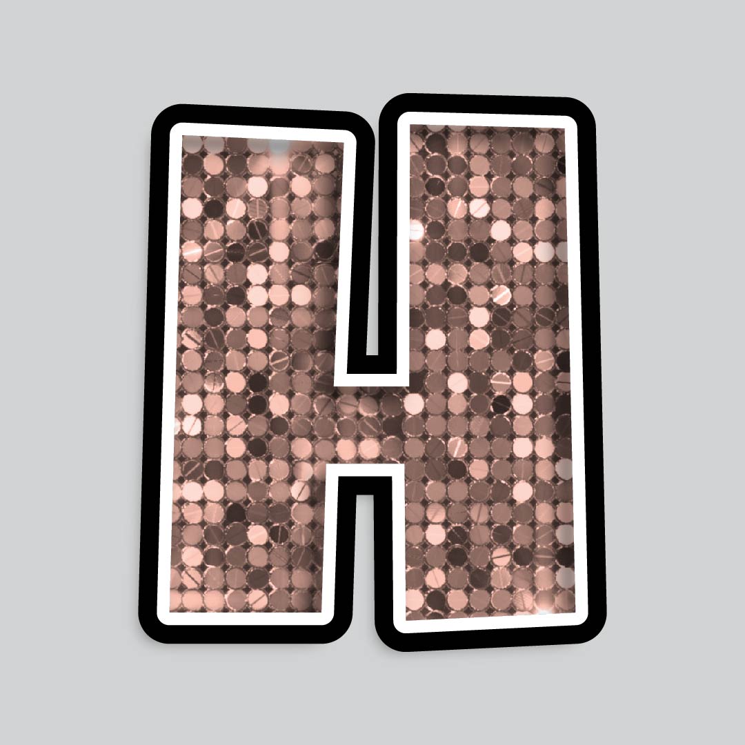 23.5” INDIVIDUAL LUCKY GUY SEQUIN ROSE GOLD SHADOW LETTERS
