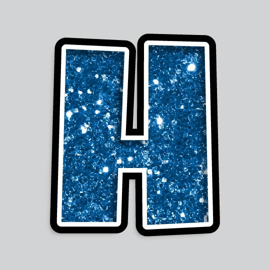 23.5” INDIVIDUAL LUCKY GUY BLUE CHUNKY GLITTER LETTERS