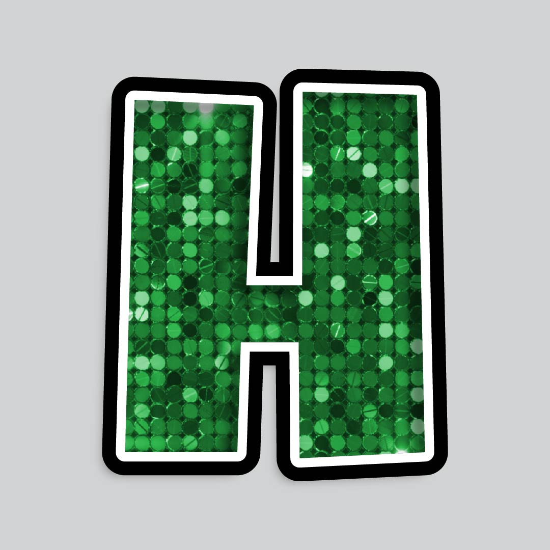 23.5” INDIVIDUAL LUCKY GUY SEQUIN GREEN SHADOW LETTERS