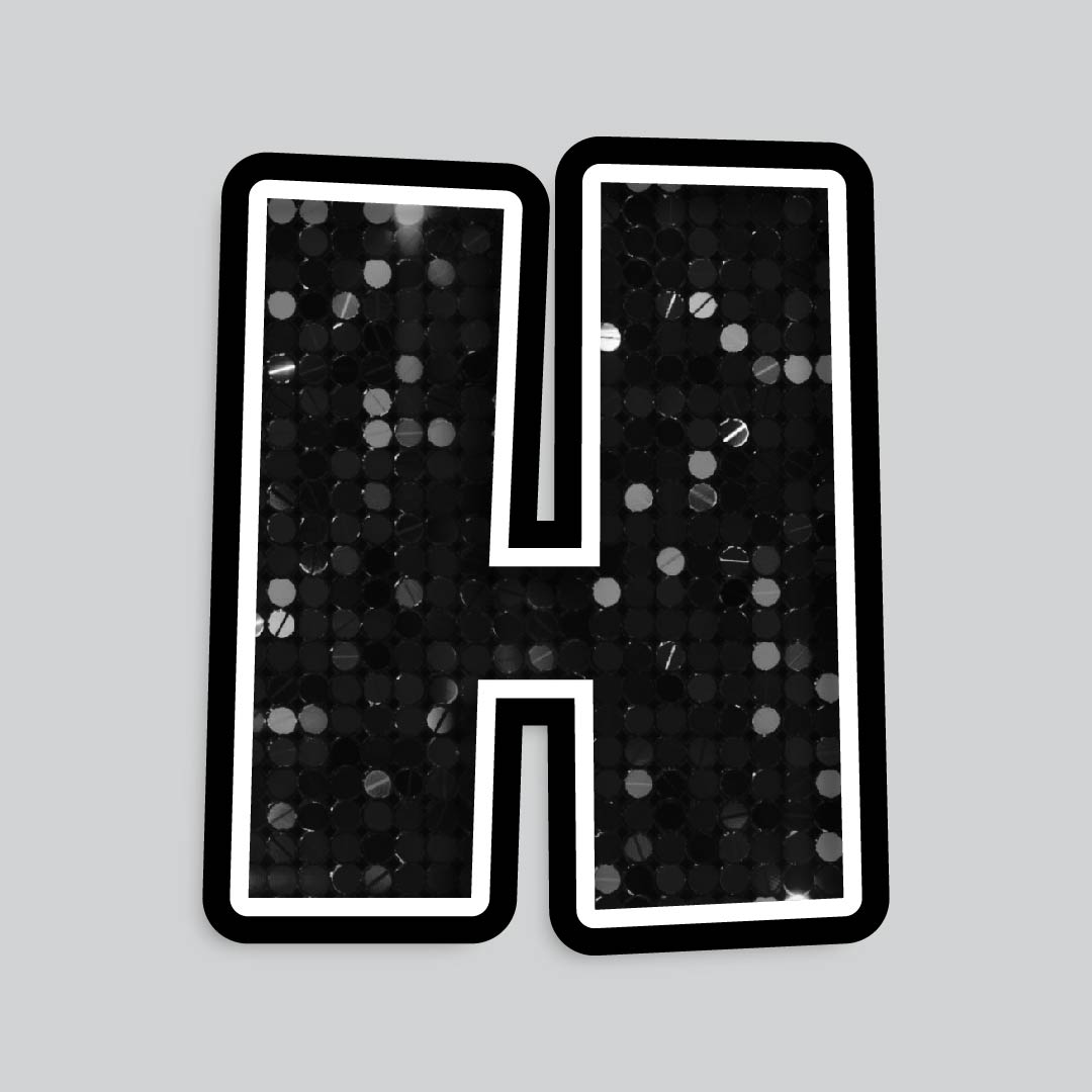 23.5” INDIVIDUAL LUCKY GUY SEQUIN BLACK SHADOW LETTERS