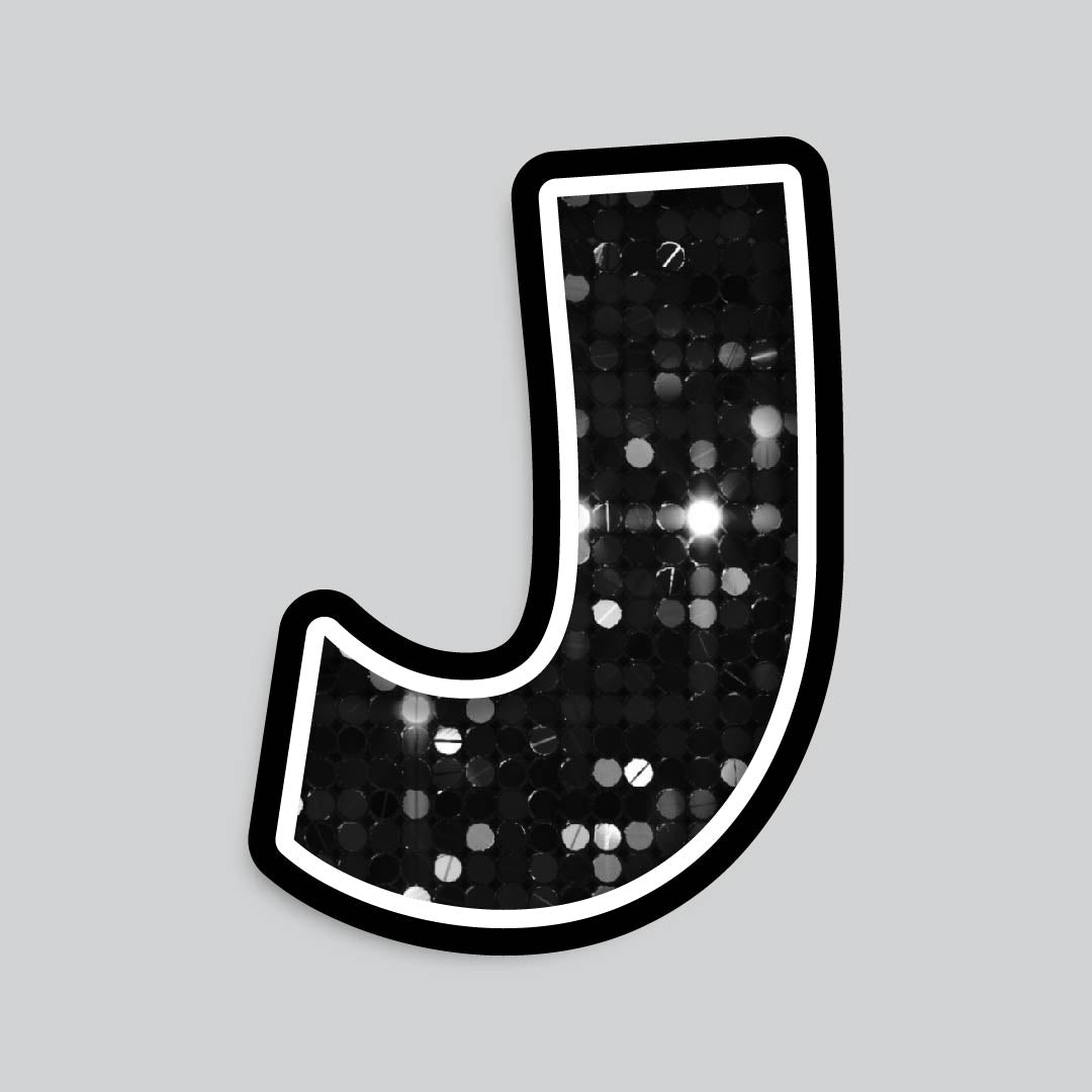 23.5” INDIVIDUAL LUCKY GUY SEQUIN BLACK SHADOW LETTERS